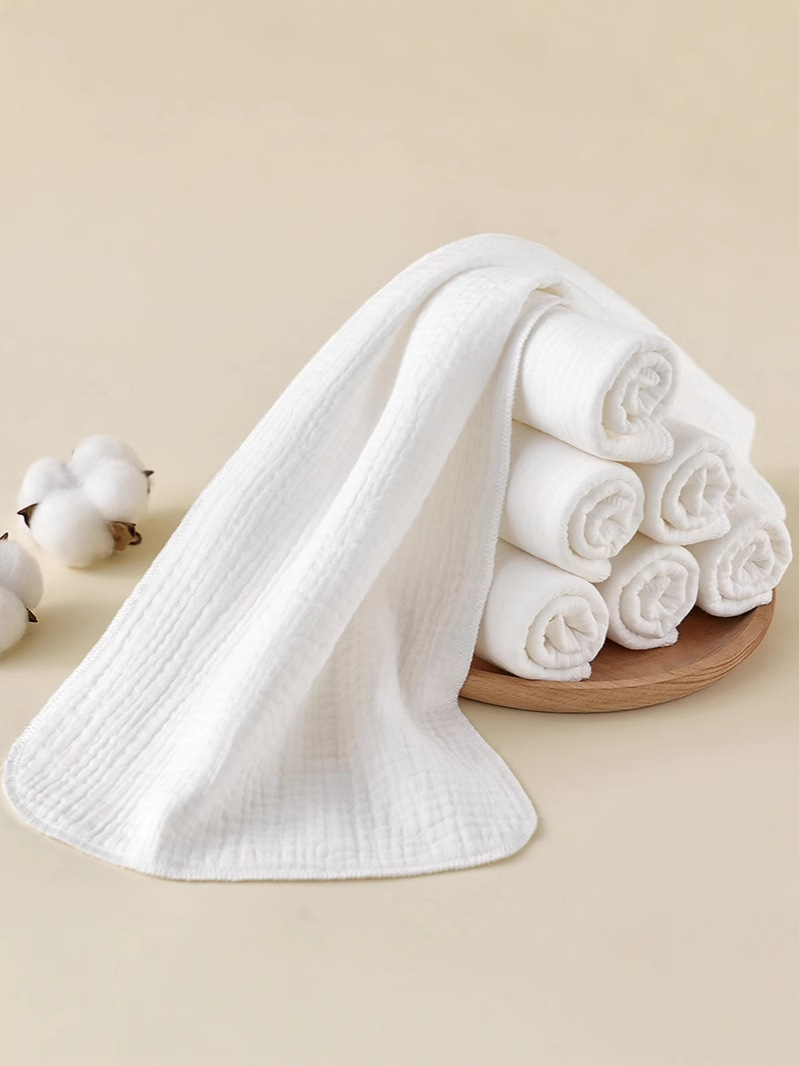 Children's square towel soft cotton white kindergarten small towel manufacturers wholesale elastic lock edge baby hand towel