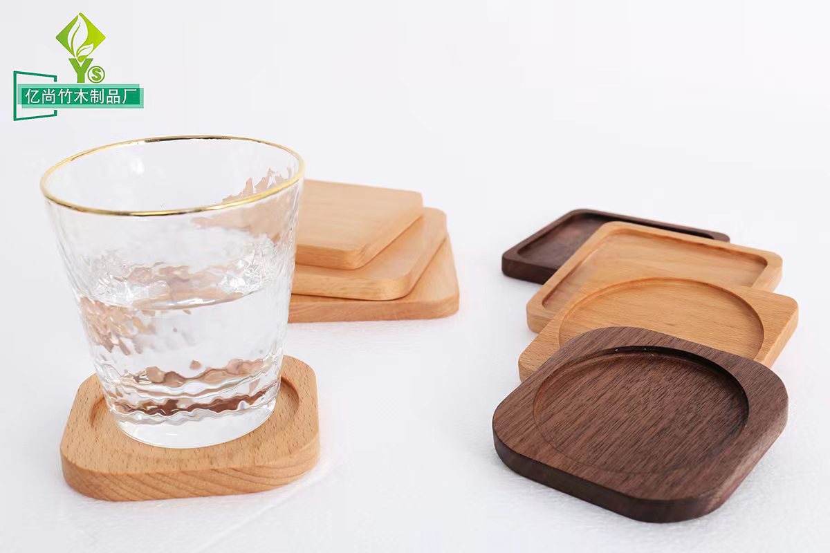 Solid wood coaster tea cup insulation pad black walnut cup holder Tea Table Plate Beech creative coffee Coaster Round Square