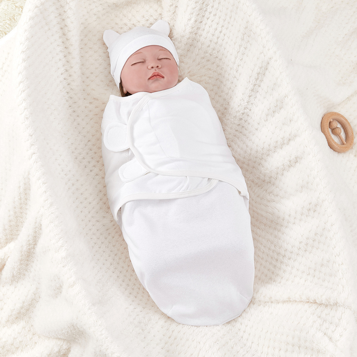 Newborn Anti-Jump Swaddle Pure Cotton Printed Swaddle Spring and Summer Baby Swaddle Two-Piece Set Baby Anti-Kick Blanket