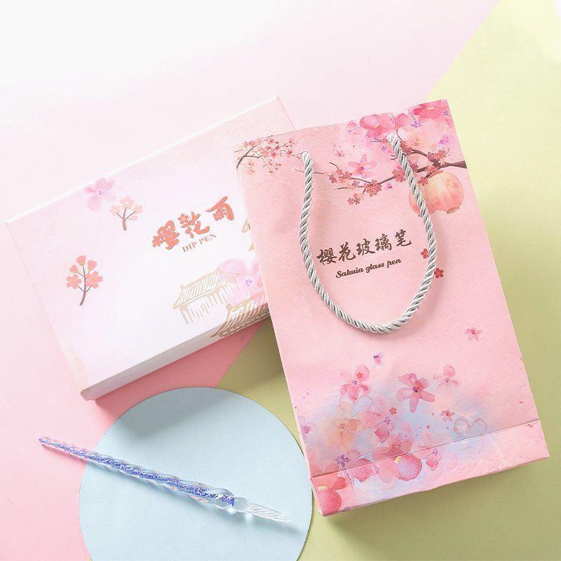 Transparent Crystal Glass Pen Color Dream Star Dip Water Pen Antique Color Ink quicksand Pen Student Internet Celebrous suit