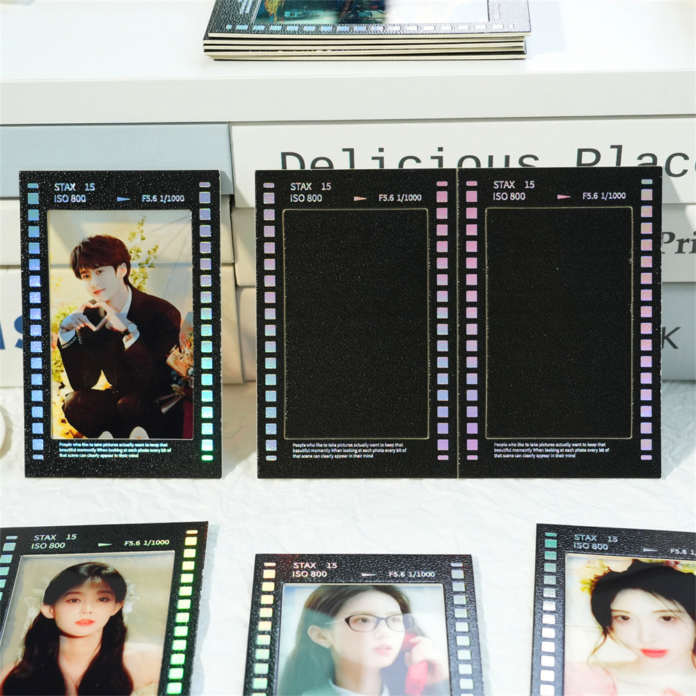 3inch Ins Xiaohongshu Light and Shadow Reversal Film Colorful Film Star Chasing Photo Reversal Film Frame Black Frame with Adhesive Backing