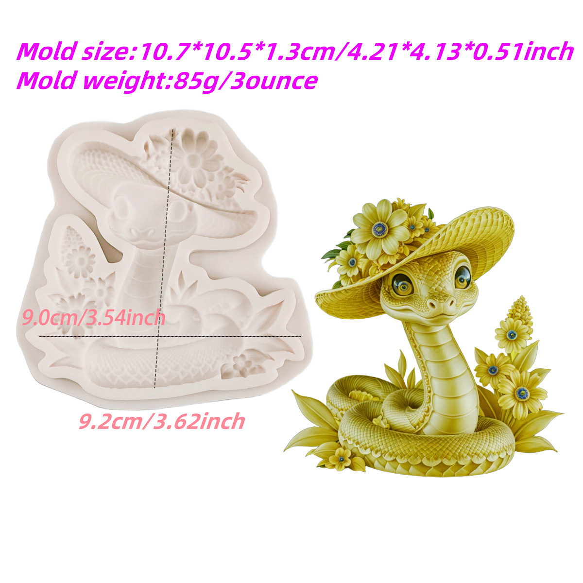 New Flower Hat Cute Snake Silicone Fondant Mold Cake Decoration Baking Mold DIY Aromatherapy Plaster Mold Ready for Sale