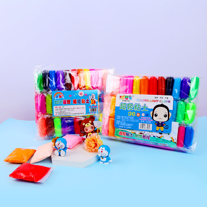 Factory wholesale ultra light clay 12 color 24 color bag color Clay Children diy toy space Plasticine clay