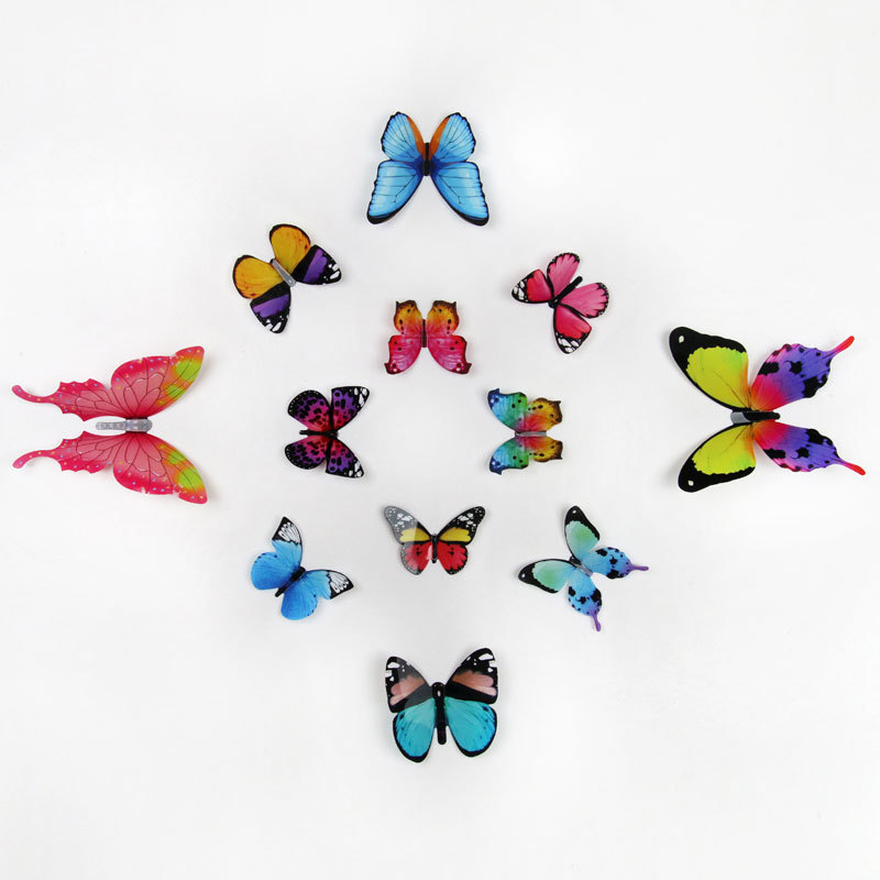 Factory wholesale butterfly decoration 3d three-dimensional butterfly wall stickers living room bedroom TV background refrigerator stickers H-023