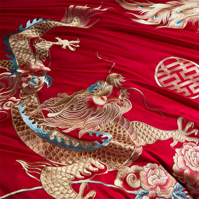 25 new cotton cotton long-staple cotton 100 new Chinese embroidery wedding four-piece multi-piece dowry bed