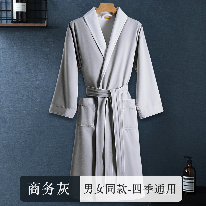 Five-star hotel peach skin velvet green collar bathrobe men's and women's cotton absorbent bathrobe adult bathrobe nightgown four-season