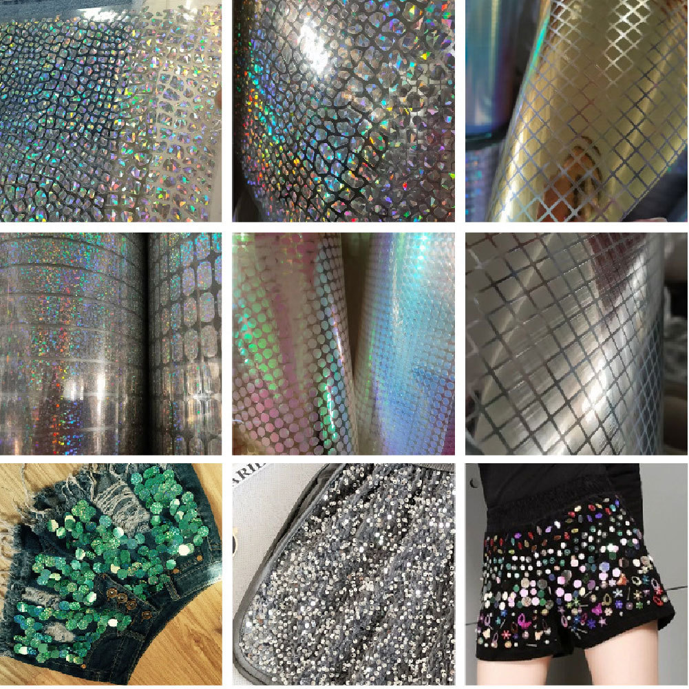 Hongcai Denim Dot Laser Engraving Film Clothing DIY Reflective Iron-On Film Heat Transfer Film Dtf Custom Iron-On Film