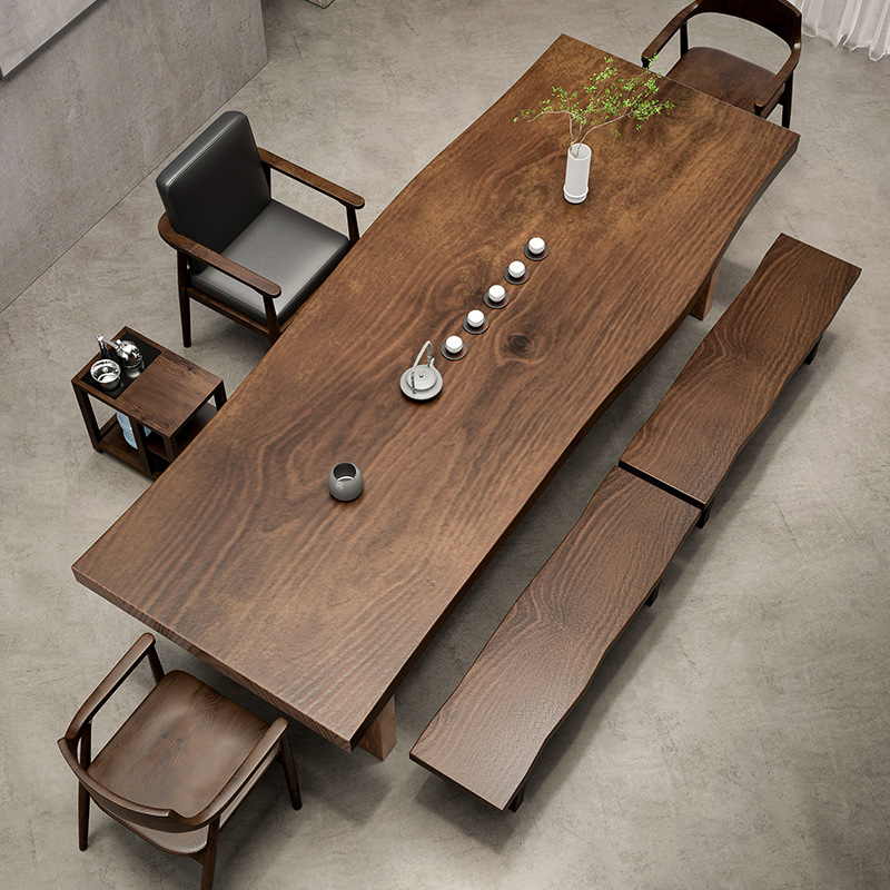 Новый китайский стиль стол из массива дерева полный комплект домашний спальня чайный стол простой бревенчатый большой стол офисный стол и стулья