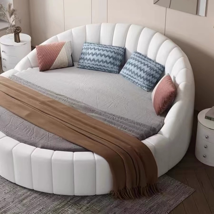 Round Bed Double Big Round Bed Hotel Hotel Big Round Bed Modern Simple European Style Couple Ins Internet Celebrity Princess Big Bed