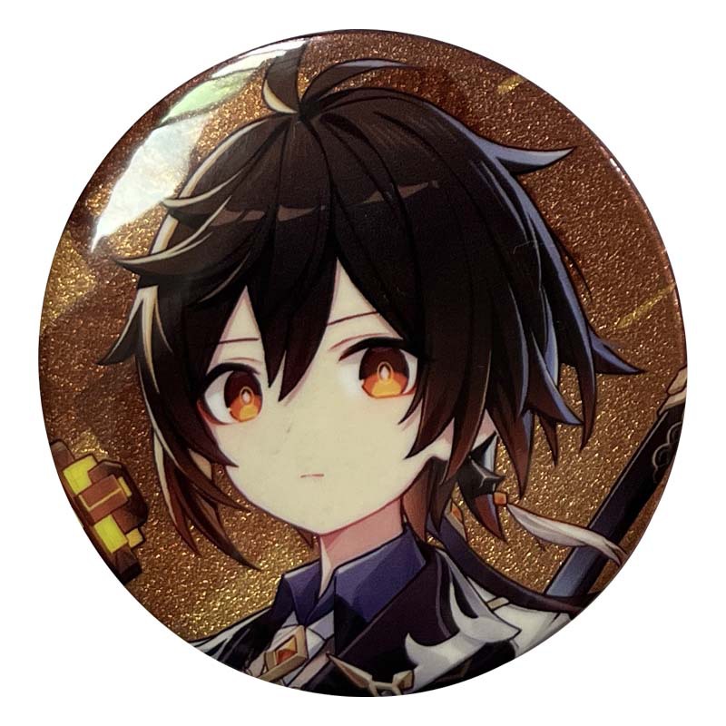 Tinplate Badge Student Metal School Badge Double Flash Grating Plush Animation Business Gift Badge Activity Commemorative Badge