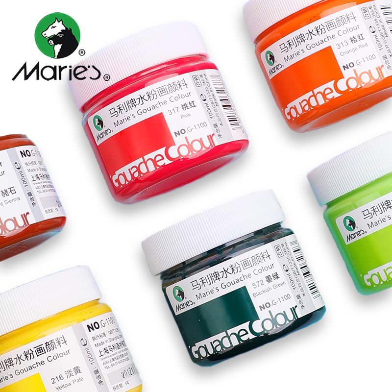 Marley brand 24-color gouache pigment set 100ml student art student single 36-color 42-color beginner painting
