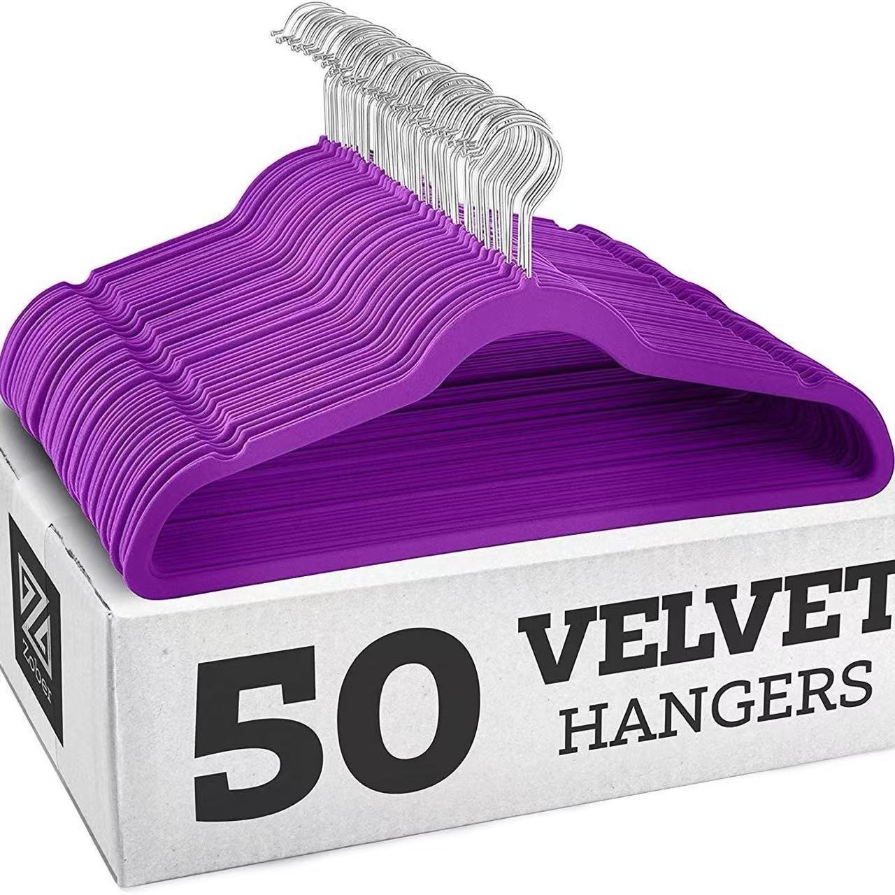 Factory direct 45CM flocking clothes hanger magic hanger wrinkle-resistant adult clothes hanger home wardrobe non-slip hanger