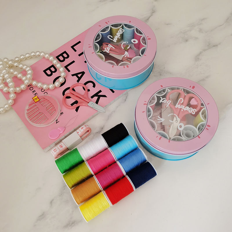 Factory Direct sewing box round iron box suit home sewing tools household student sewing suit storage box