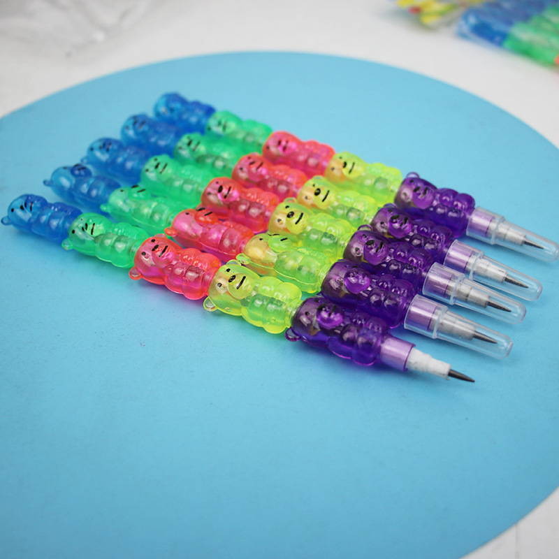 Креативные канцелярские товары, карандаш в виде медведя с блоками для моделирования