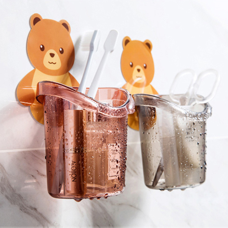 Bear Hug Storage Cup Punch-Free Bathroom Wall-Mounted Storage Rack Comb Storage Box Toothpaste Toothbrush Storage Rack