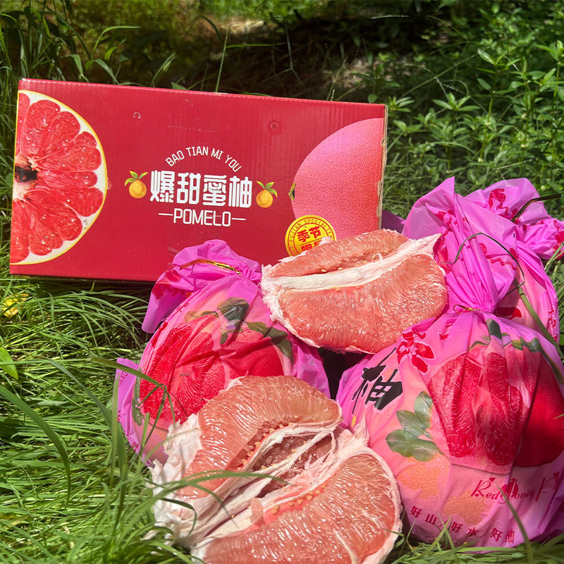 Fujian Pinghe Sanhong Pomelo, Red-Fleshed Pomelo, Seasonal Fresh Pomelo, Freshly Picked and Shipped, Whole Box of 5 Pounds, Gift Box Packaging
