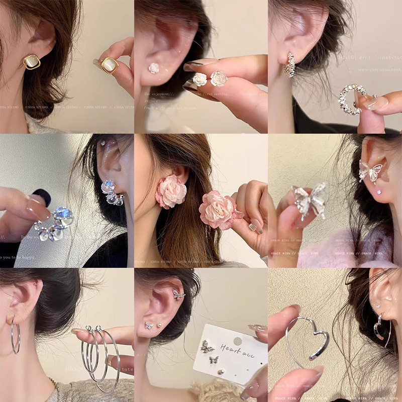 Ins Style Pearl Earrings Women's 925 Silver Needle Niche Design Butterfly Earrings Light Luxury Advanced Sense Earrings Earrings Earrings