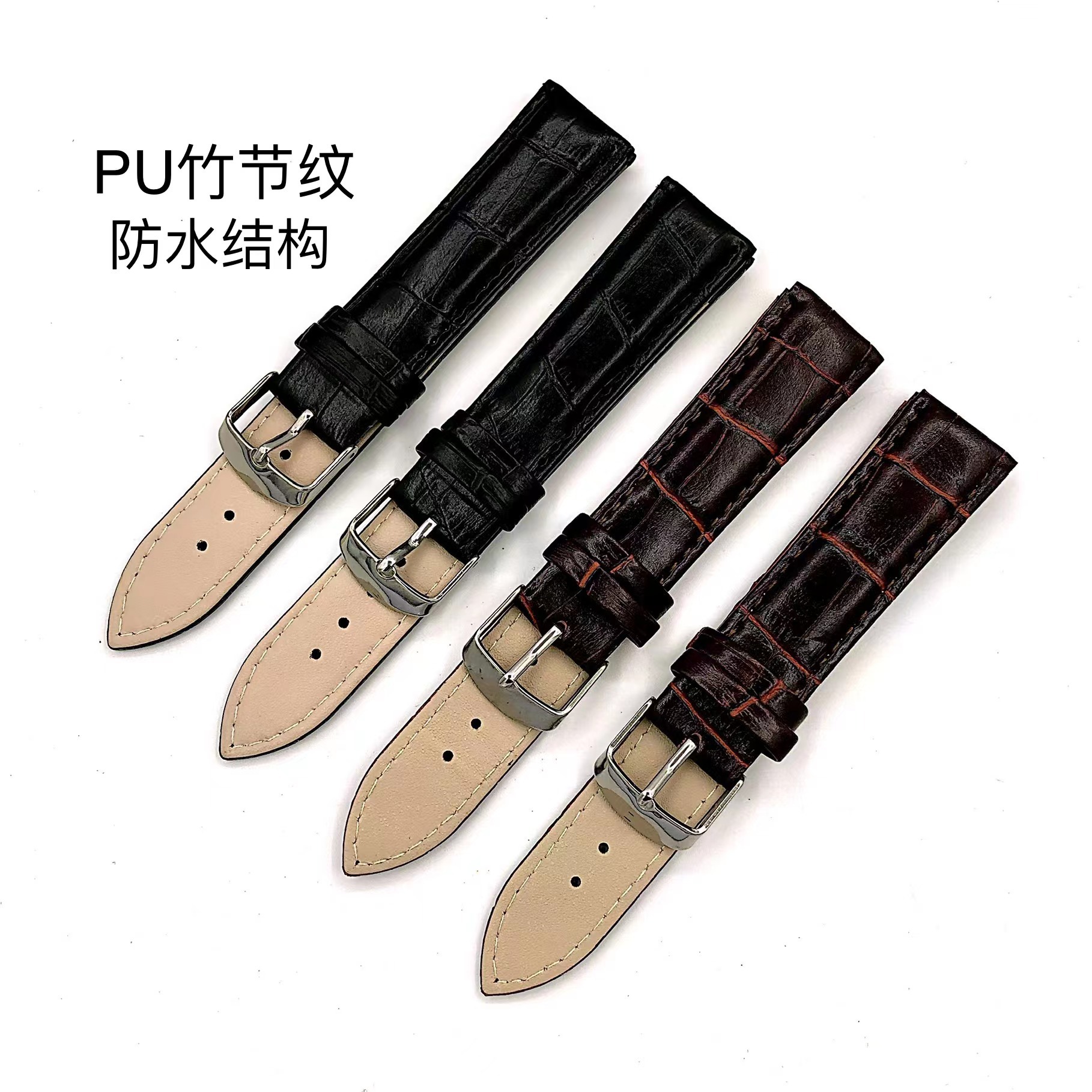 Оптовая продажа водонепроницаемых ремешков из искусственной кожи, 12-22 мм