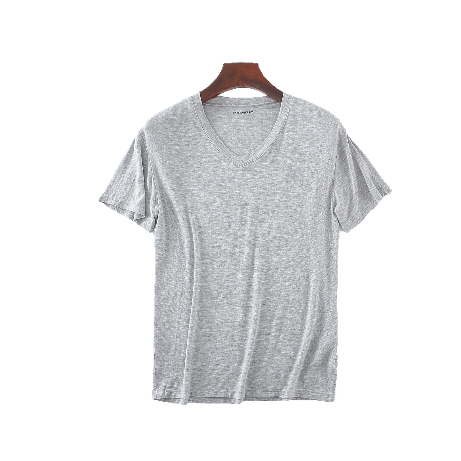 Men's Summer Modal Short-Sleeve V-Neck Thin T-Shirt for Middle-Aged and Elderly, High Elasticity, Plus Size, Wholesale Available