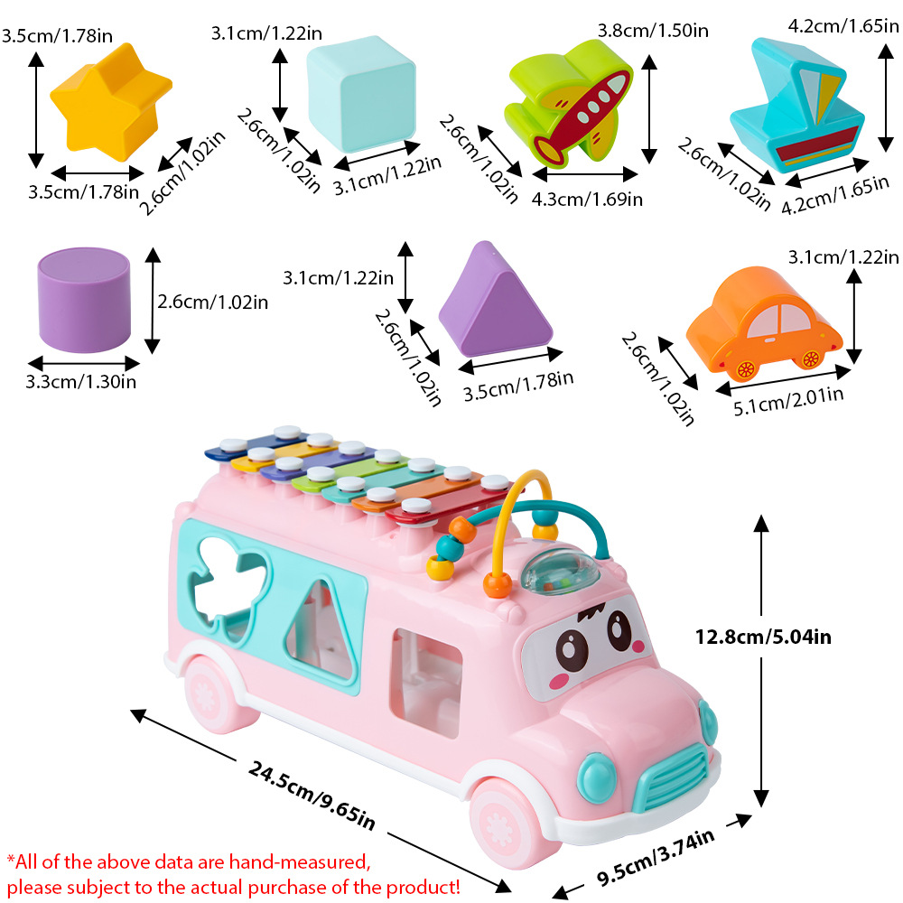 Cross-border Children's Bus Knocking Piano Educational Early Education Toys 0-3 Years Old Baby Music Enlightenment Multifunctional Car Batch