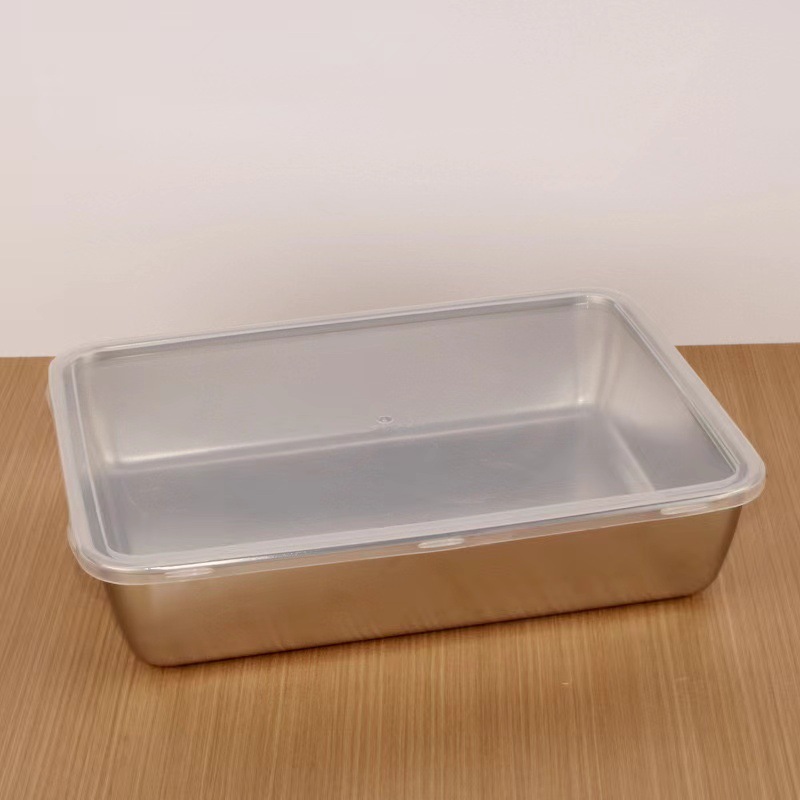 Magnetic Towel Tray Stainless Steel Square Tray Japanese-style Tray Barbecue Tray Household Rectangular Dish Plate Flat-bottomed Cold Dishes