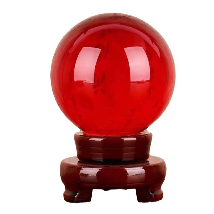 Red Crystal Ball Town House Lucky Ornaments Desk Living Room Decorations Opening House housewarming Gift Fortune Feng Shui Ball