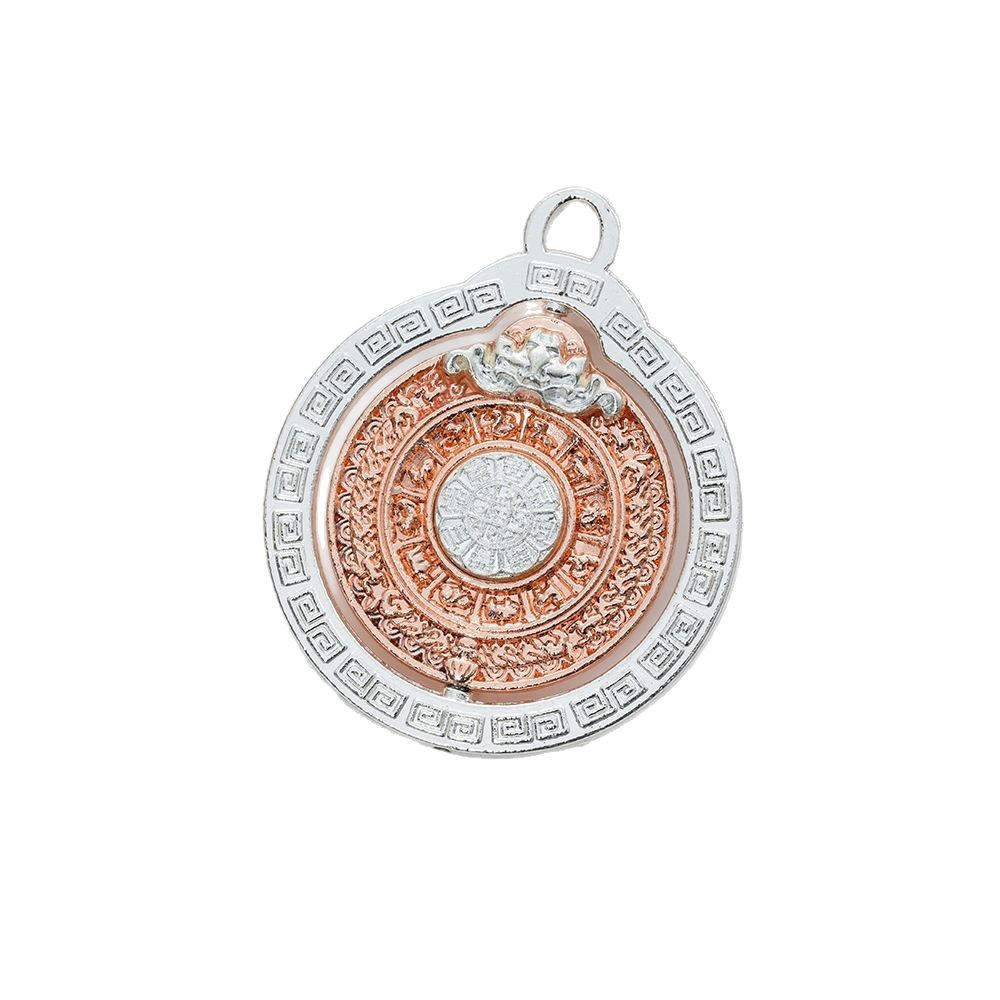 2025 New Xizang Antique-Style Rotatable Nine-Square Bagua Twelve Zodiac Necklace Trendy Car Hanging Ornament
