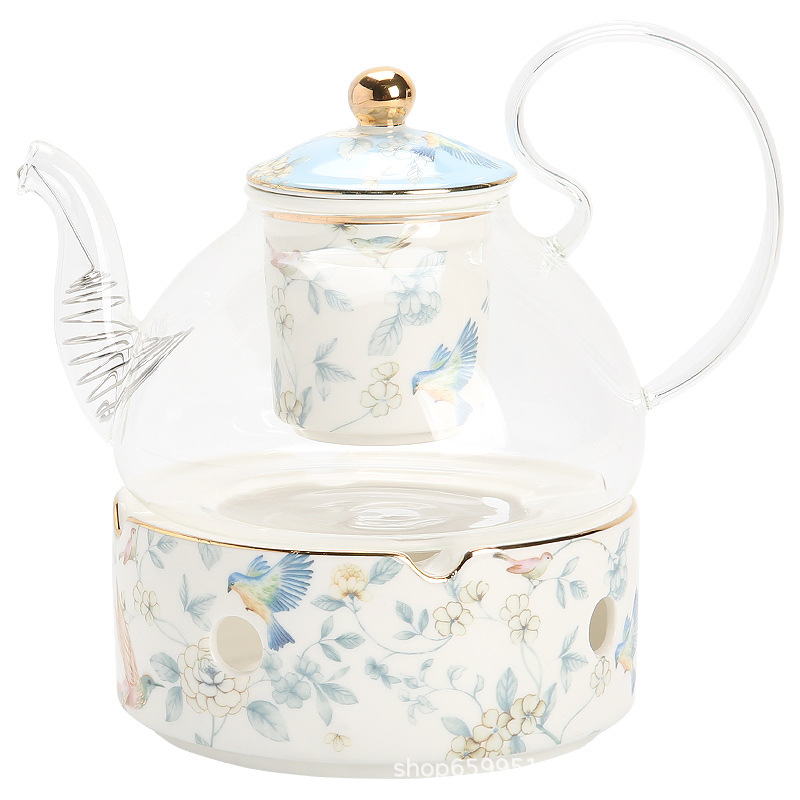 British afternoon tea set fruit teapot light luxury exquisite high-end coffee cup candle heating tea cup suit flower teapot