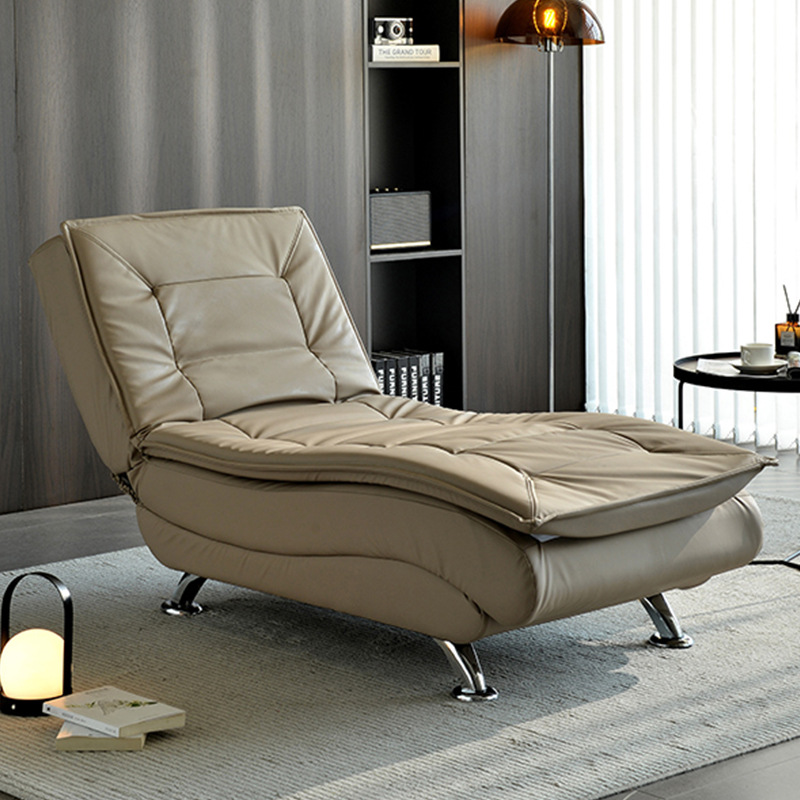 Multi-functional Imperial Concubine Recliner Household Small Apartment Leather Art Single Bed Living Room Balcony Folding Lunch Chair Lazy Sofa
