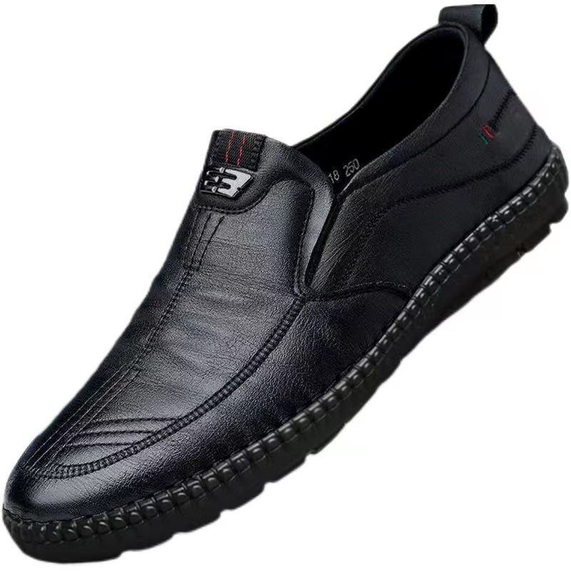 Men's Leather Shoes with Soft Soles and Soft Surface, New 2025 Business Casual Shoes, Middle-Aged and Elderly Dad's Shoes, Fashionable Driving Beanie Shoes