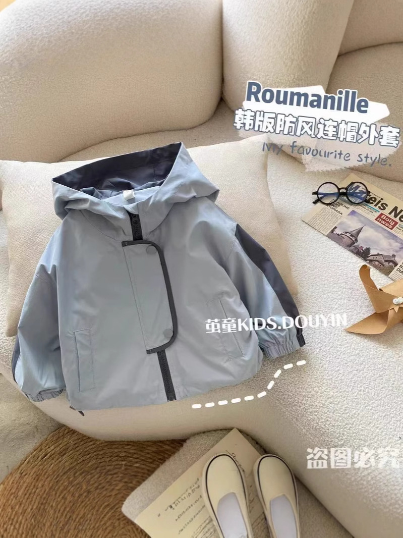 Children's New Spring and Autumn Boys' Charge Clothes Korean Casual Baby Girls' Hooded Top Western Style Children's Jacket