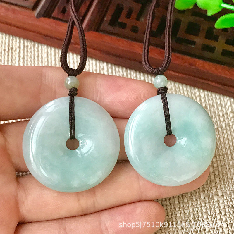 Military Natural Burmese A-Grade Jade Safety Buckle 30mm Jade Pendant Factory Live Broadcast Wholesale Fc1010313