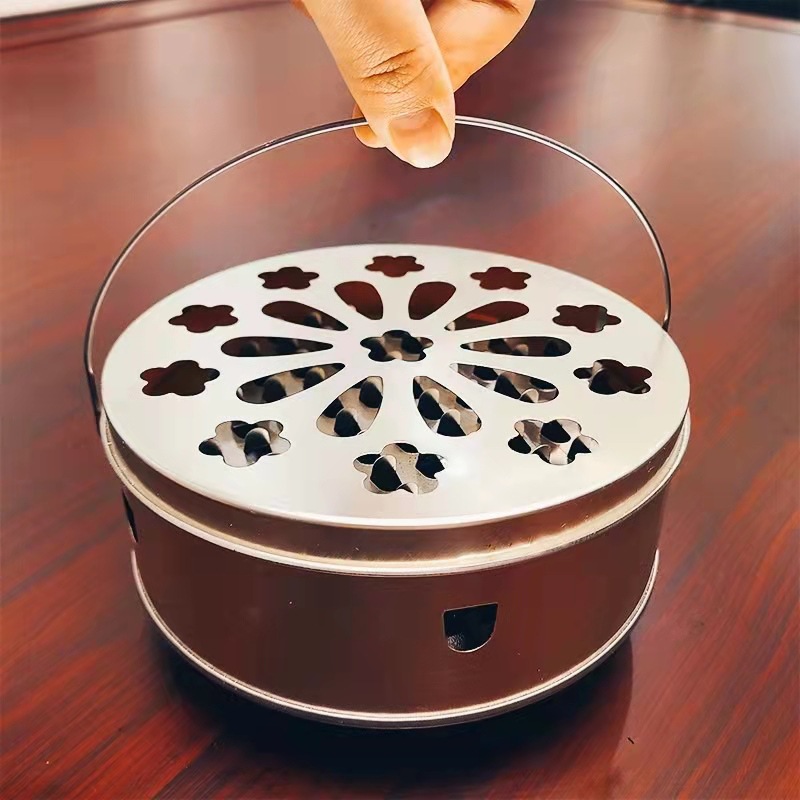 Plum Blossom with Lid Mosquito Incense Box Fireproof Anti-kick Mosquito Incense Plate with Grey Plate Mosquito Incense Plate Portable Mosquito Incense Rack Wholesale