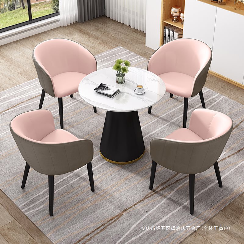 Light Luxury Negotiation Table and Chair Combination Sales Office 4S Hotel Leisure Business Reception Negotiation Reception Slate Small Round Table
