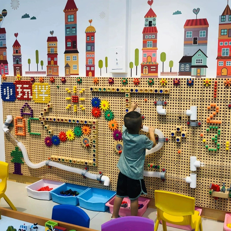 Kindergarten Wall Toys Wall Activity Wall Building Block Wall Toys Early Education Kidsren's Ever-Changing Game Wall Hole Board Wall