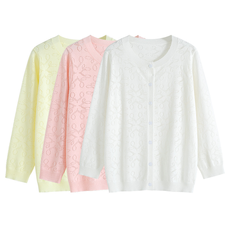 2024 new boys and girls cardigan spring and autumn hollow sweater baby infant children Spring and Autumn thin sweater