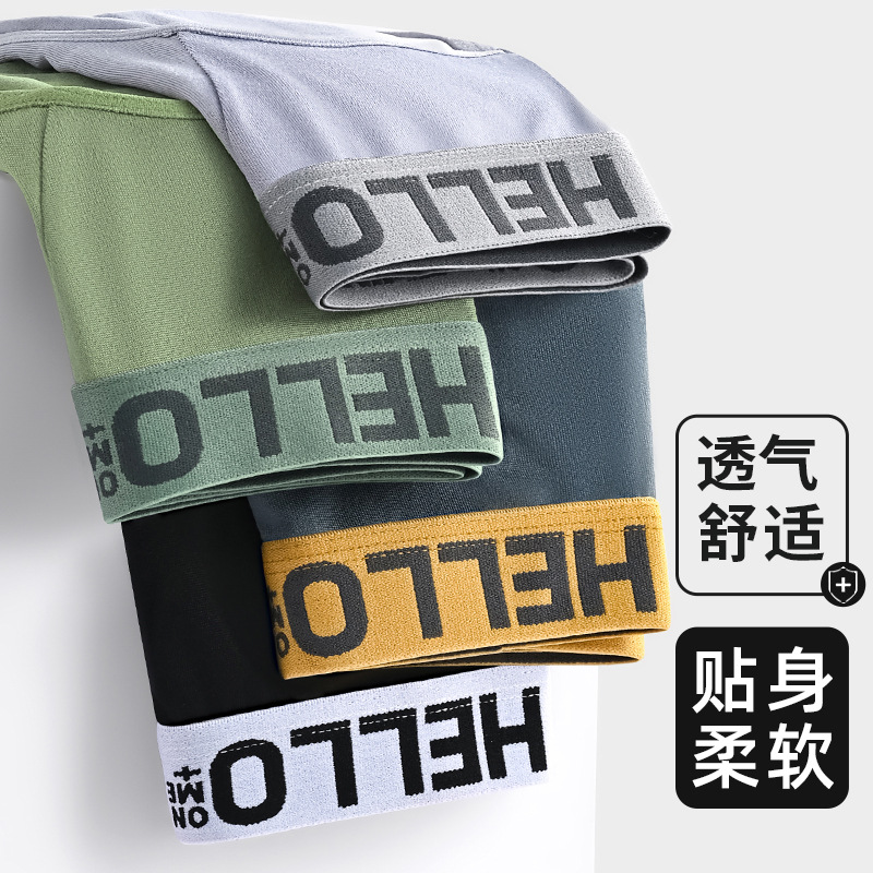 New Underwear Boys Letter Pure Color Men's Triangle Trendy Sexy Breathable Men's Large Size Sports Pants Wholesale