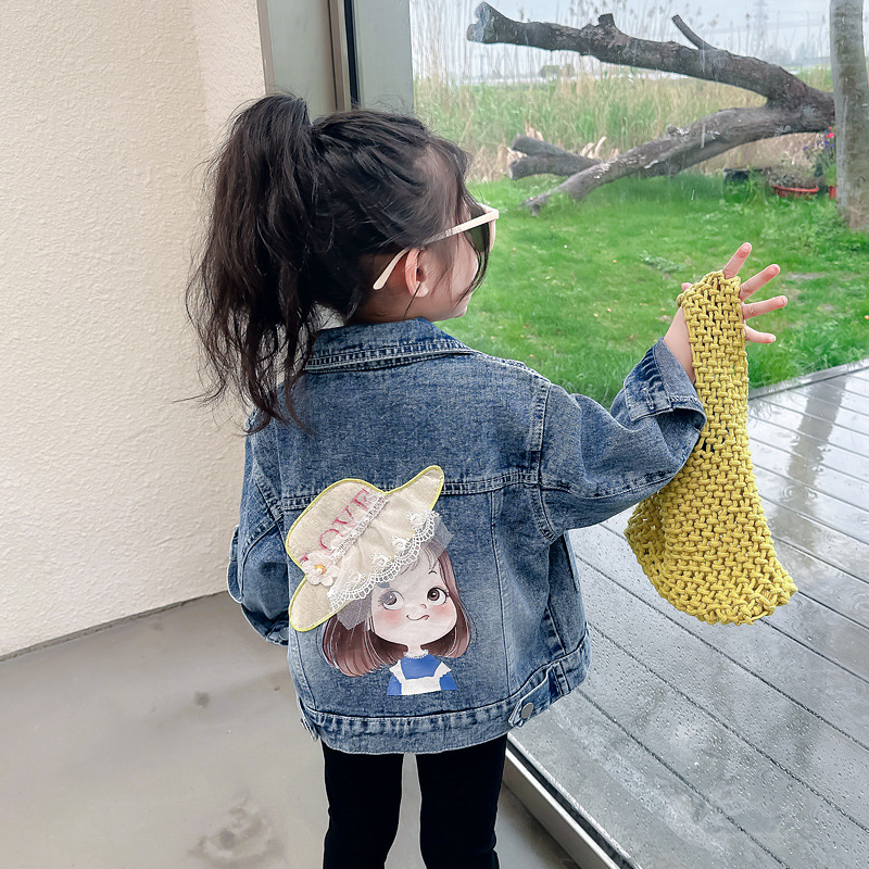 Children's Outwears 2025 Autumn New Style Girls' Fashionable Embroidered Outer Wear Small, Medium and Large Kidsren's Spring & Fall Denim Tops