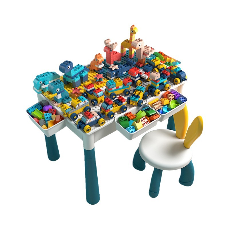 Children's Building Block Table Multi-Functional Large Size Compatible with Lego Large Particle Assembled Educational Toys for Baby Boys 3-6 Years Old