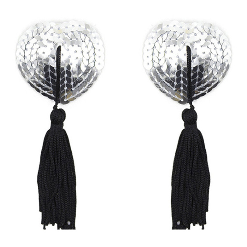 Sex Star Same-style Milk Sticker Tassel Heart-shaped Sequin Bra Invisible Milk Sticker Female Nipple Adult Toy