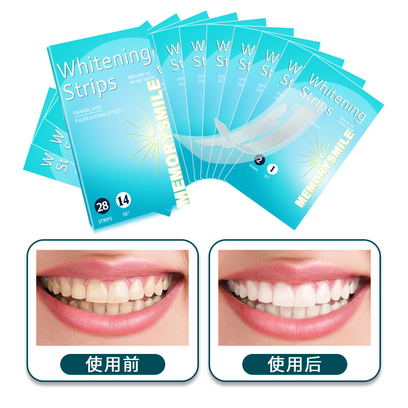 Cross-Border Exclusive for Whitening Teeth, Tooth Whitening Patch, Alcohol-Free Gel Patch, Tooth Whitening Strip, 14 Pairs, 28 Patches Wholesale