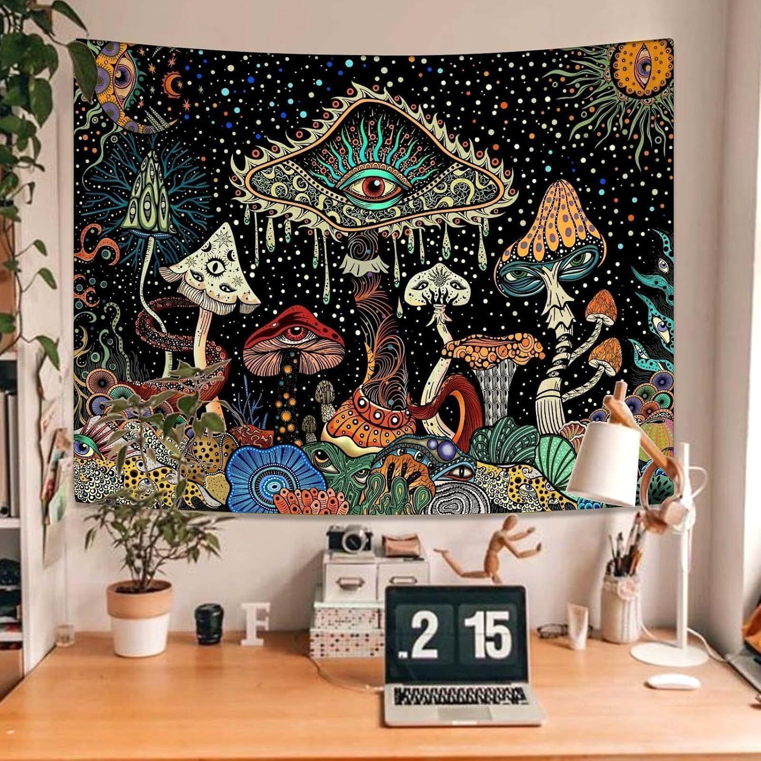 Cross-border tapestry explosions mushroom hanging cloth background hanging cloth live background wall decoration to figure printing source factory