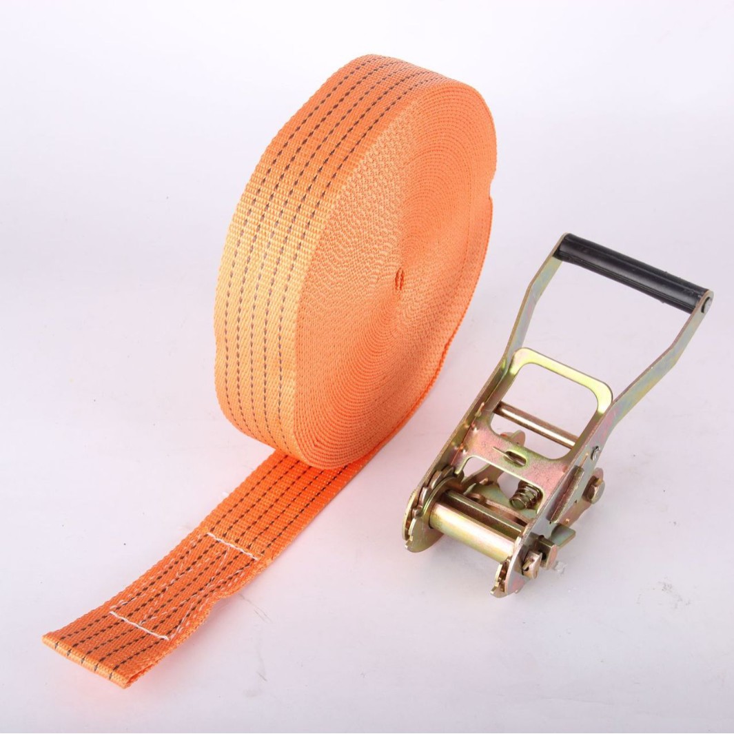 Bundle 5cm Polypropylene Ratchet Bundler Yellow Webbing Car Cargo Tensioner Cargo Binding Belt