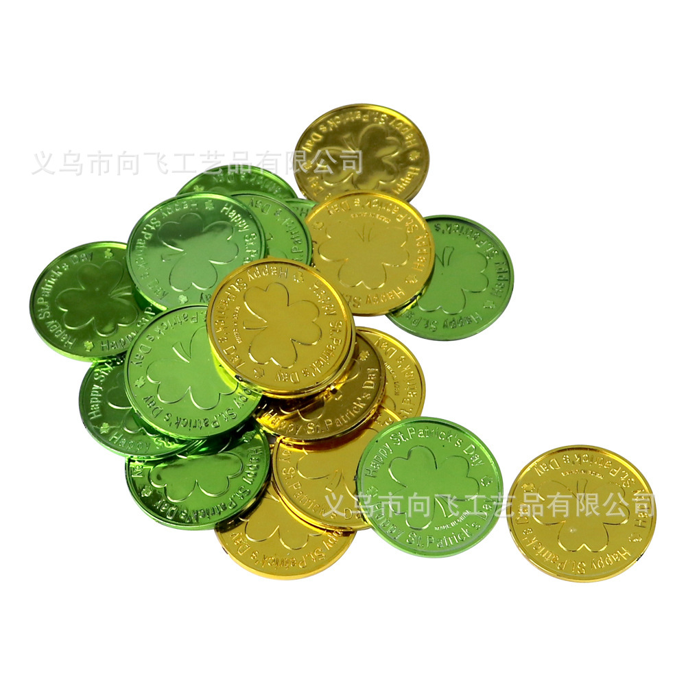Spot St. Patrick's Day Coin Irish Festival Gold Coin St. Patrick's Day Green Leaf Coin Irish Gold Coin