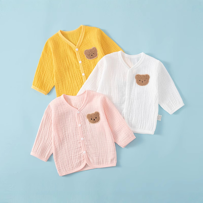 Детская одежда для солнечной защиты, летний хлопковый халат, длинный рукав, однотонный топ, летний халат для младенцев, одежда для кондиционера