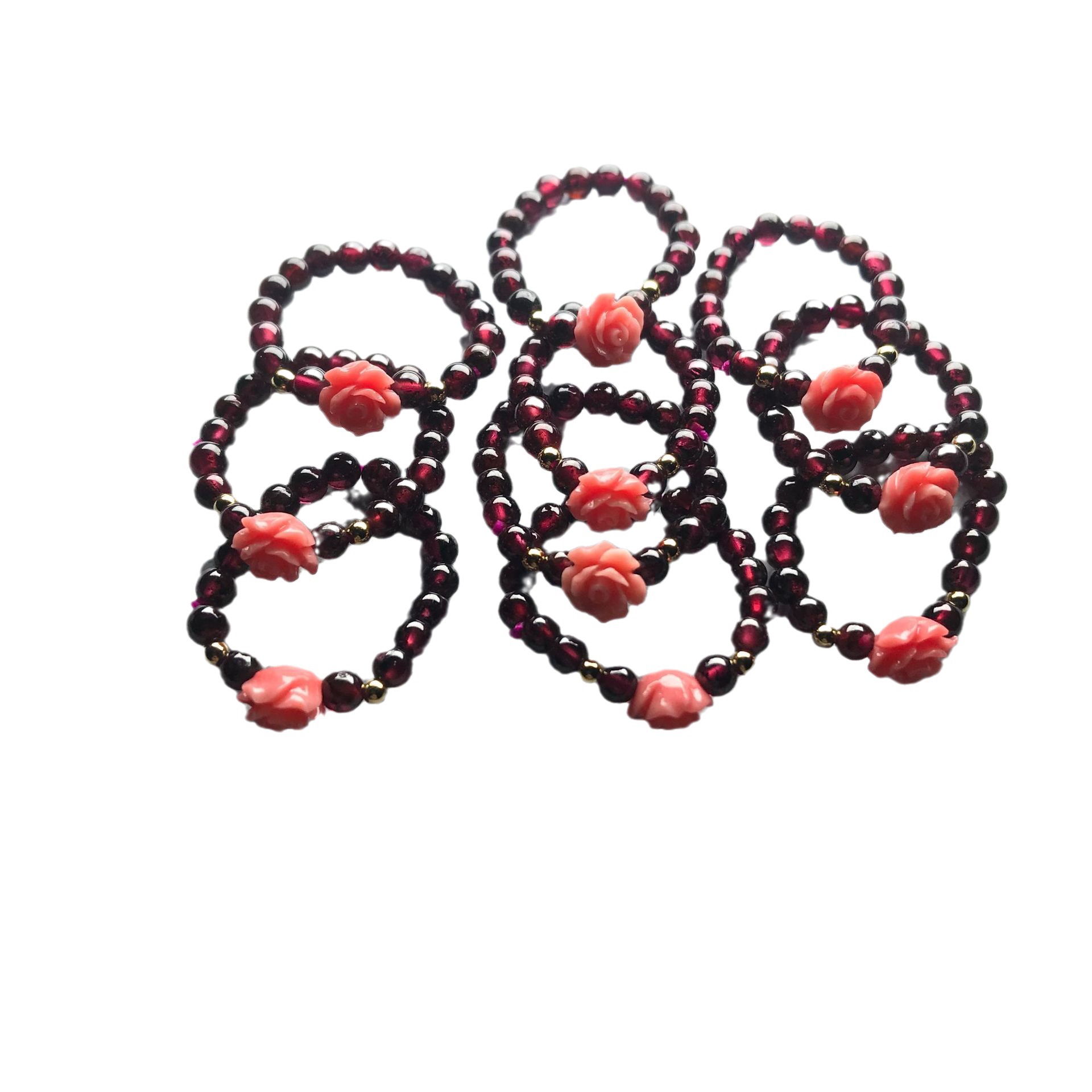 Fu Shengyuan jewelry original girl red garnet with rose ring 2023 new smart temperament fashion