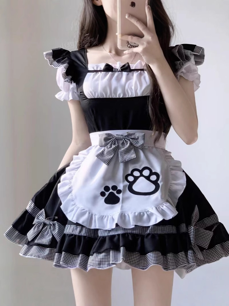 Maid Cute Girl Lolita dress Lolita cosplay Cat Cat Ear Niang Japanese Maid Full Set