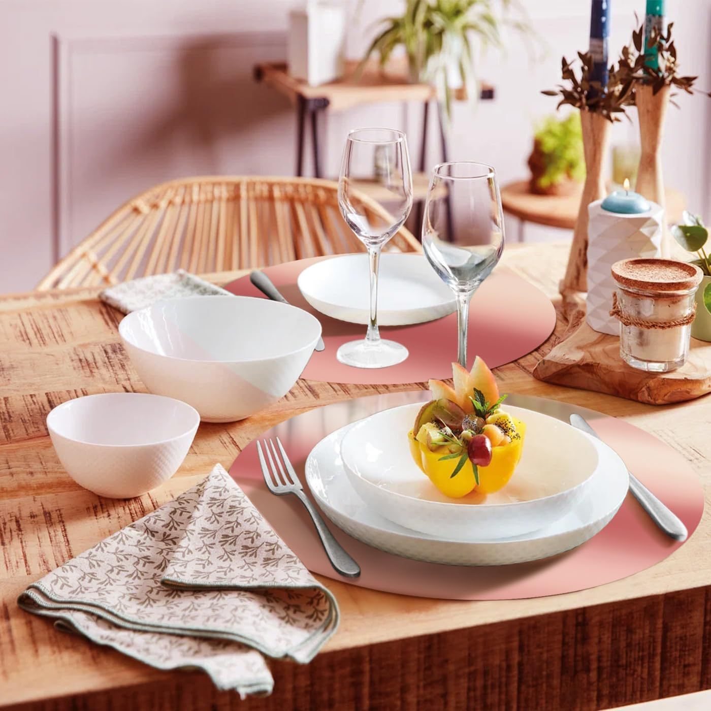 Cross-Border Amazon Disposable Rose Gold Paper Placemats Suitable for Dining Table Kitchen Banquet Wedding Birthday Dinner Decoration