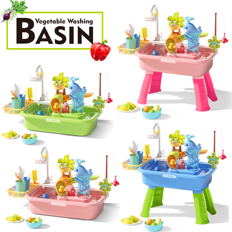 Электрическая игрушка для детей, циркулирующий водяной посудомоечный набор, игрушка для игры в доме с уткой для рыбалки