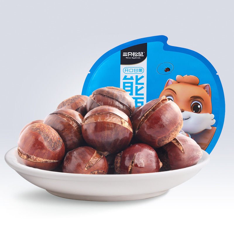 [Three Squirrels Open Chestnut 120g] Leisure Snack Food Nuts Cooked Shell Chestnut Energy Chestnut